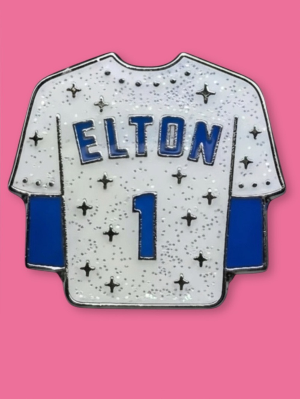 Elton John Dodgers Jersey Enamel Pin Glitter White Blue Collectible NEW